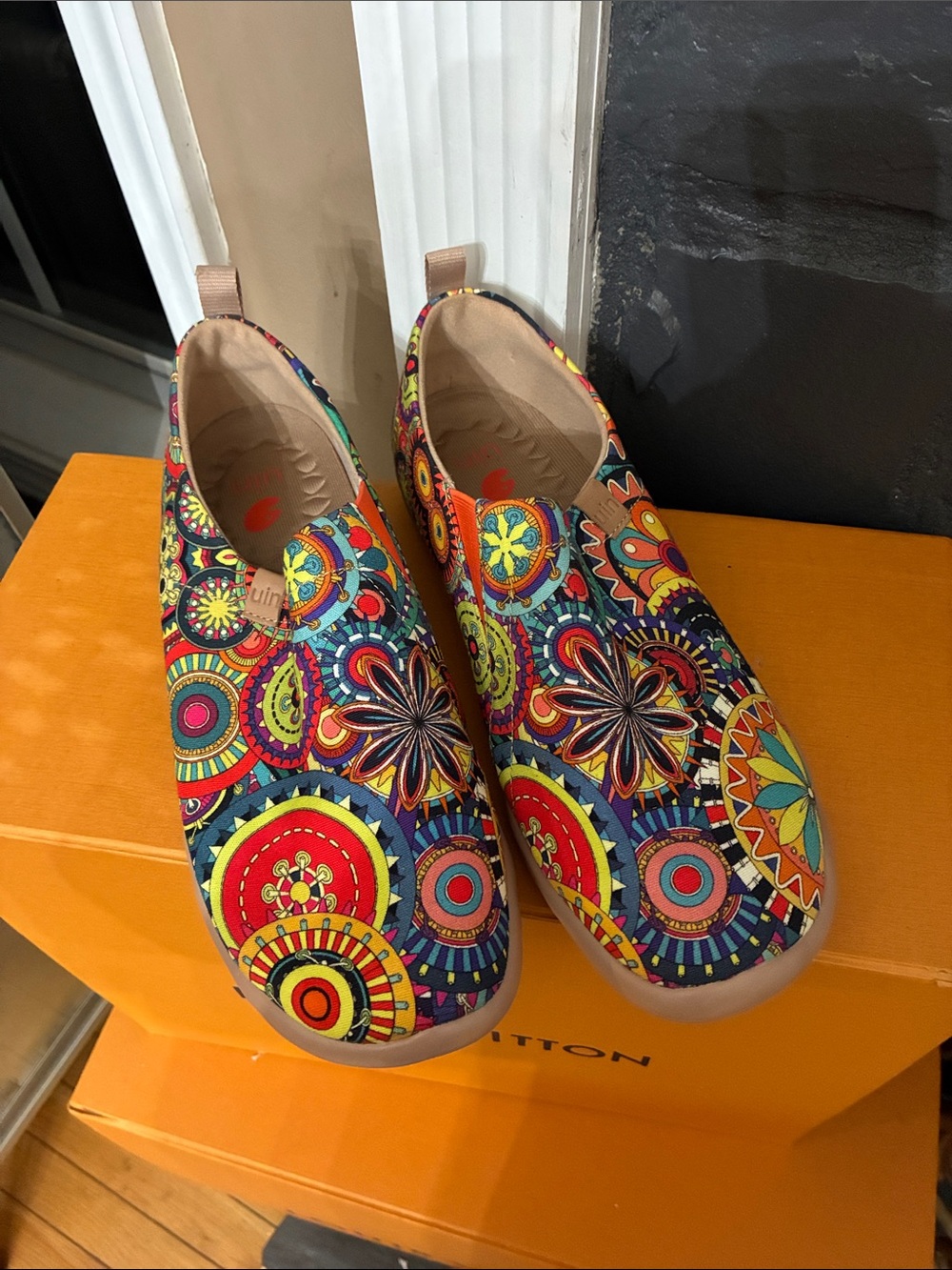Multicolor Floral Mosaic Slip-On Canvas Women’s Shoes